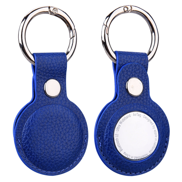 Estuche de cuero con textura Litchi con anillo para AirTag