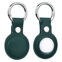 Estuche de cuero con textura Litchi con anillo para AirTag