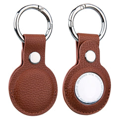 Estuche de cuero con textura Litchi con anillo para AirTag