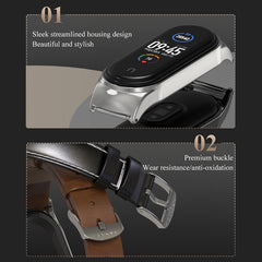 Para Xiaomi Mi Band 6 / 5 / 4 / 3 Correa de cuero