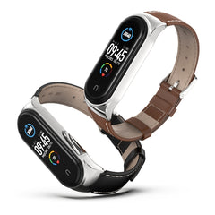 Para Xiaomi Mi Band 6 / 5 / 4 / 3 Correa de cuero de vaca