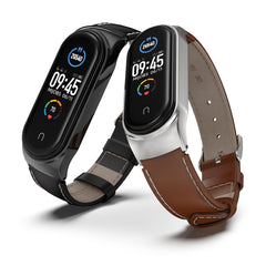 Para Xiaomi Mi Band 6 / 5 / 4 / 3 Correa de cuero de vaca