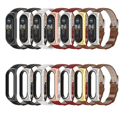 Para Xiaomi Mi Band 6 / 5 / 4 / 3 Correa de cuero de vaca