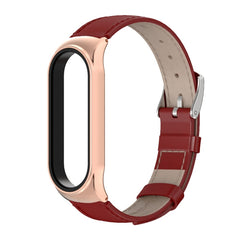 Para Xiaomi Mi Band 6 / 5 / 4 / 3 Correa de cuero de vaca