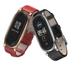 Para Xiaomi Mi Band 6 / 5 / 4 / 3 Correa de cuero de vaca