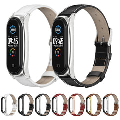 Para Xiaomi Mi Band 6 / 5 / 4 / 3 Correa de cuero de vaca