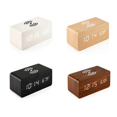 Reloj cargador inalámbrico creativo de madera KD8801