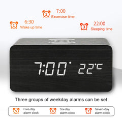 Reloj cargador inalámbrico creativo de madera KD8801