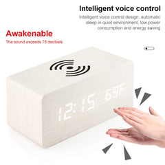 Reloj cargador inalámbrico creativo de madera KD8801