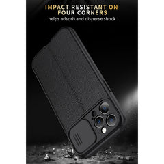 Litchi Texture Sliding Camshield Funda prote...