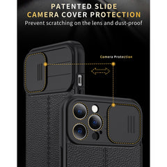 Litchi Texture Sliding Camshield Funda prote...