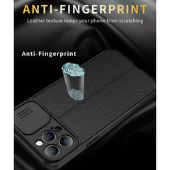Litchi Texture Sliding Camshield Funda prote...
