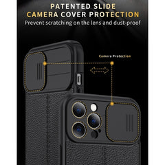 Litchi Texture Sliding Camshield Funda prote...