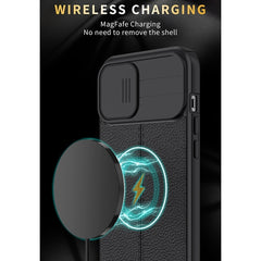 Litchi Texture Sliding Camshield Funda prote...