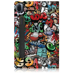 Estuche de cuero pintado para tableta con ro...