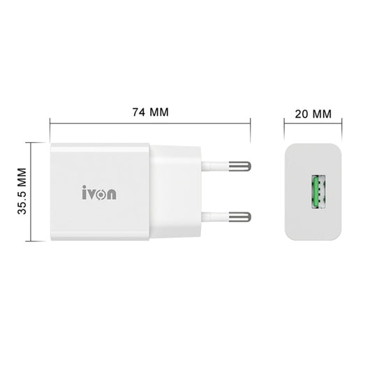 IVON AD-35 2 en 1 18W QC3.0 Puerto USB Carga...