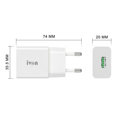 IVON AD-35 2 en 1 18W QC3.0 Puerto USB Carga...