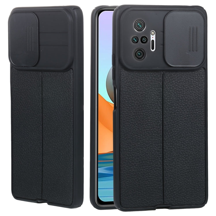 Litchi Texture Sliding Camshield TPU Funda p...