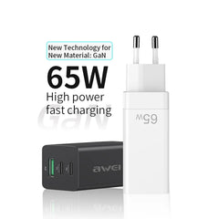 Cargador de viaje de carga rápida PD9 65W GaN, enchufe de la UE