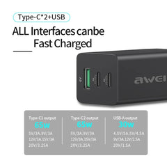 Cargador de viaje de carga rápida PD9 65W GaN, enchufe de la UE