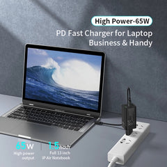 Cargador de viaje de carga rápida PD9 65W GaN, enchufe de la UE