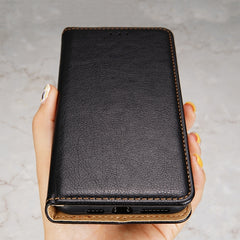 Estuche para teléfono de cuero con tapa magn...