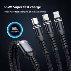 6A 66W 3 en 1 USB a 8 pines + Micro USB + US...