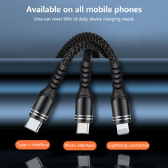 6A 66W 3 en 1 USB a 8 pines + Micro USB + US...