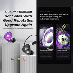 QKZ VK4 In-Ear Subwoofer HiFi Auricular controlado por cable