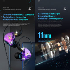 Auriculares deportivos para correr con música controlada por cable QKZ ZEN en la oreja