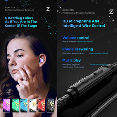Auriculares deportivos para correr con música controlada por cable QKZ ZEN en la oreja