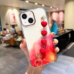 Estuche con diseño de mármol y halo dorado c...
