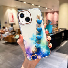 Estuche con diseño de mármol y halo dorado c...
