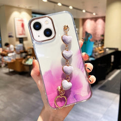 Estuche con diseño de mármol y halo dorado c...