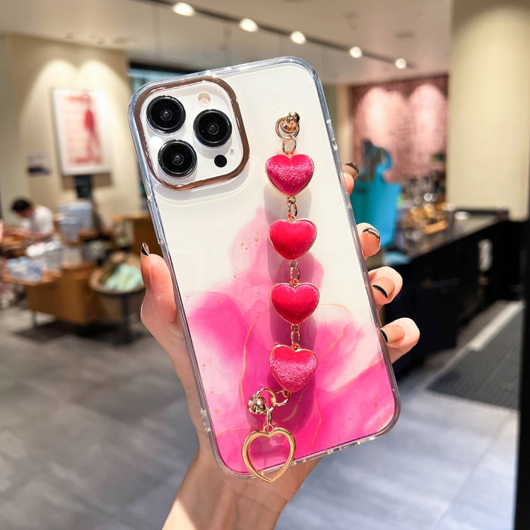Estuche con diseño de mármol y halo dorado c...