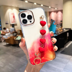 Estuche con diseño de mármol y halo dorado c...
