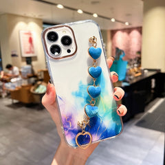 Estuche con diseño de mármol y halo dorado c...