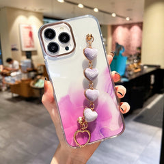 Estuche con diseño de mármol y halo dorado c...