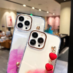 Estuche con diseño de mármol y halo dorado c...