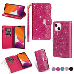 Estuche de cuero con cremallera y brillo tal...