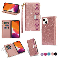 Estuche de cuero con cremallera y brillo tal...