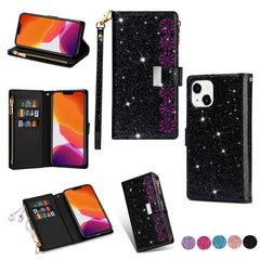 Estuche de cuero con cremallera y brillo tal...