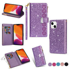 Estuche de cuero con cremallera y brillo tal...