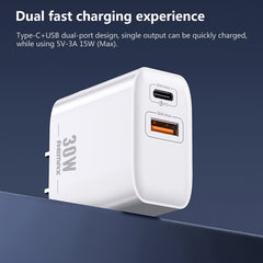 REMAX RP-U82 30W USB+USB-C/Tipo-C Cargador r...