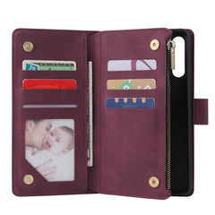 Estuche de cuero con tapa horizontal multifu...