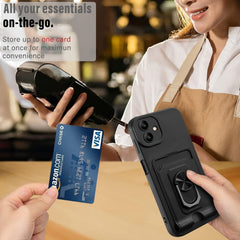 Ring Kickstand Card Wallet TPU Funda para te...