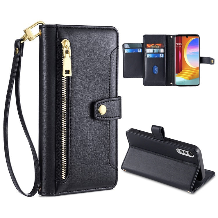 Estuche para teléfono de cuero con cremaller...