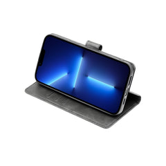 Estuche para teléfono de cuero con tapa y he...