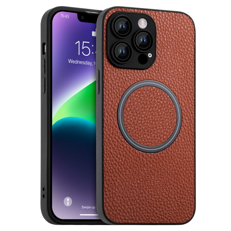 Skin Feel Litchi Texture MagSafe Funda magné...