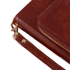 Funda de cuero con cremallera para teléfono ...